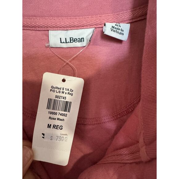 NWT L.L.Bean Quilted Pullover Long Sleeve 1/4 Zip Womens Size M Rose Wash Earthy - Picture 6 of 8